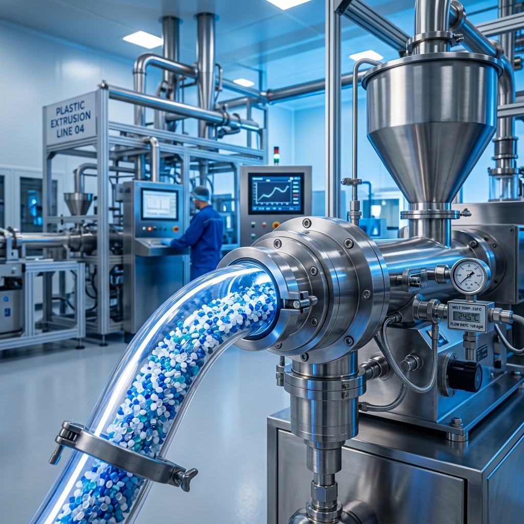 Industrial plastic granule processing